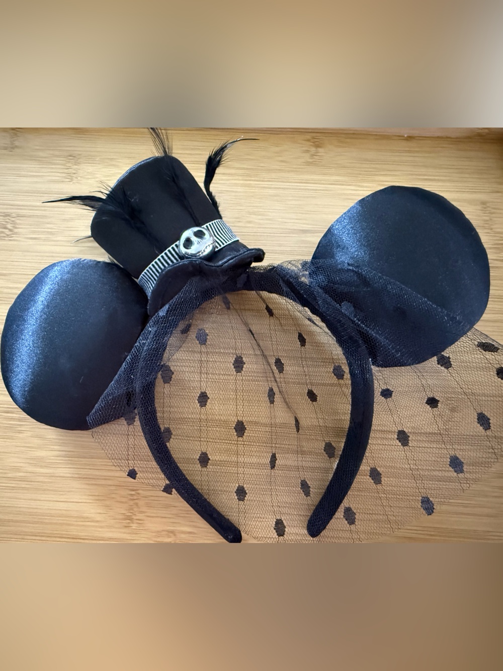 Disney Parks Jack Skellington Ears Nightmare Before Christmas Top Hat Veil Headb